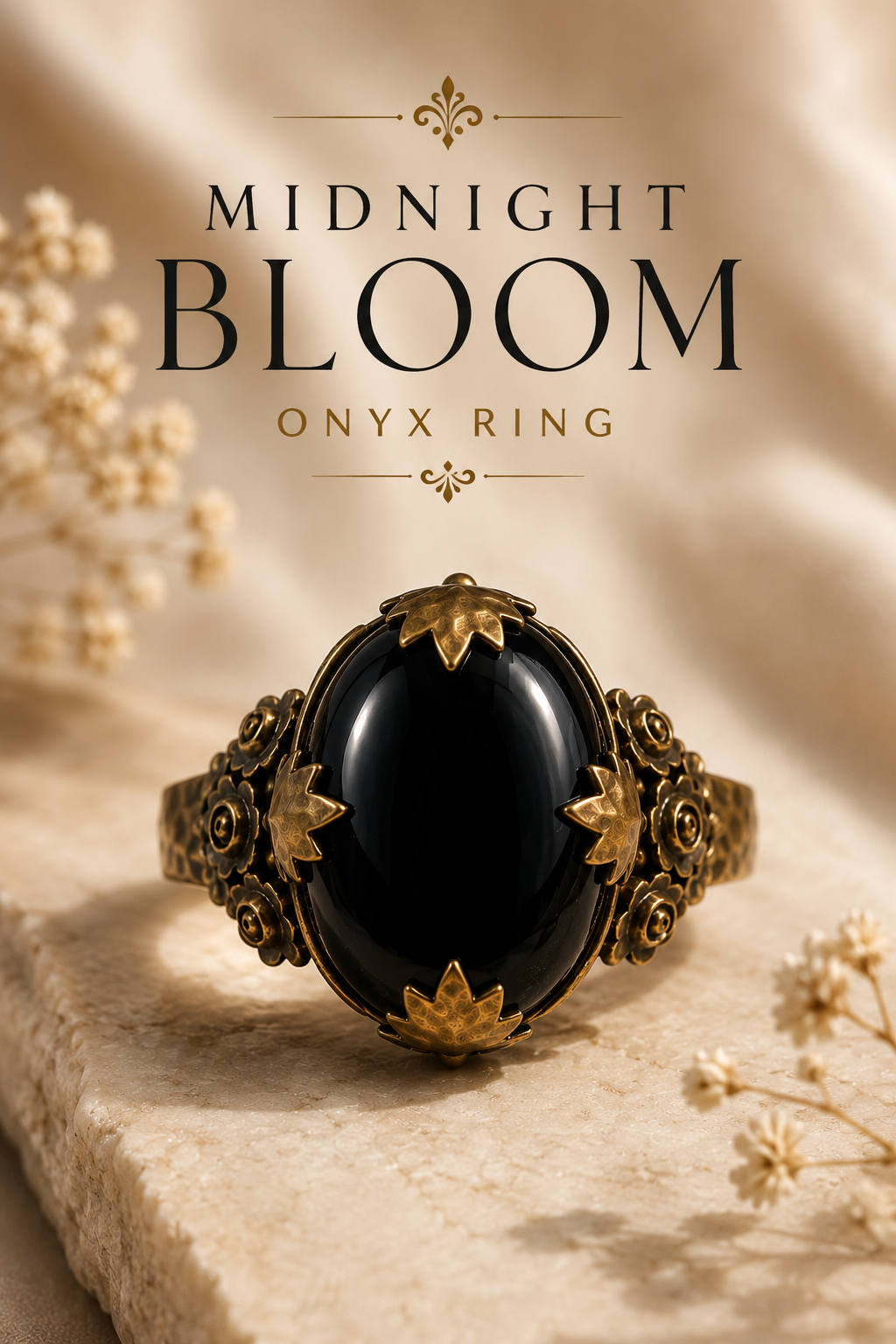 Midnight Bloom Onyx Ring