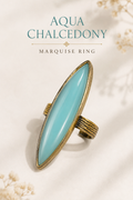 Aqua Chalcedony Marquise Ring