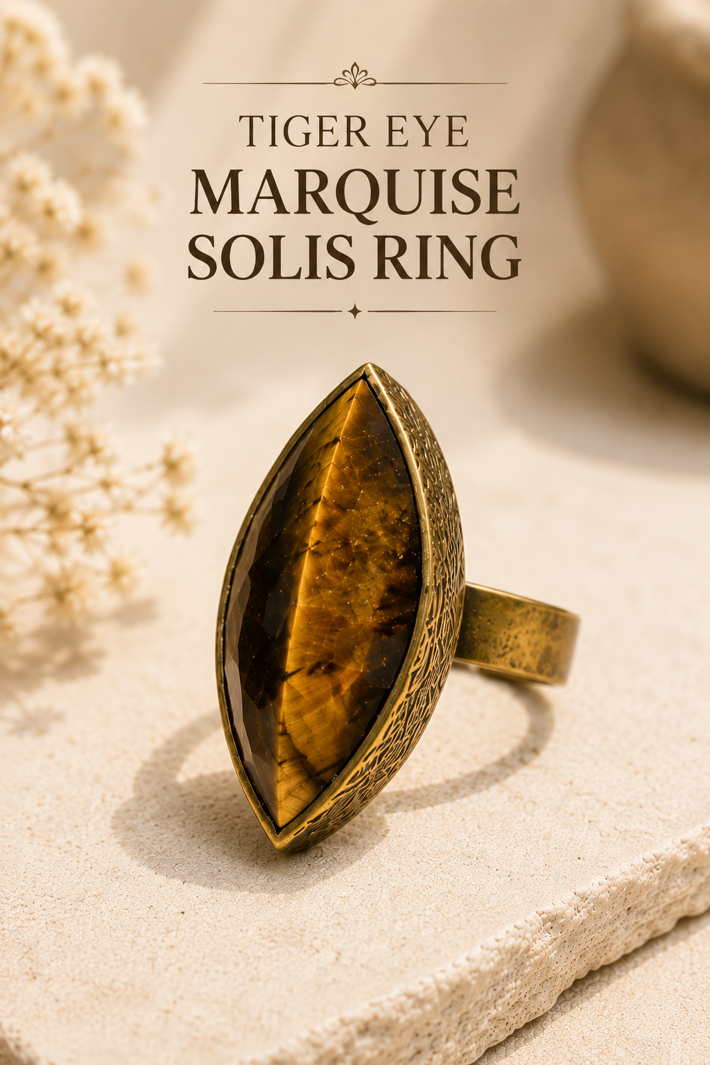 Tiger Eye Marquise Solis Ring