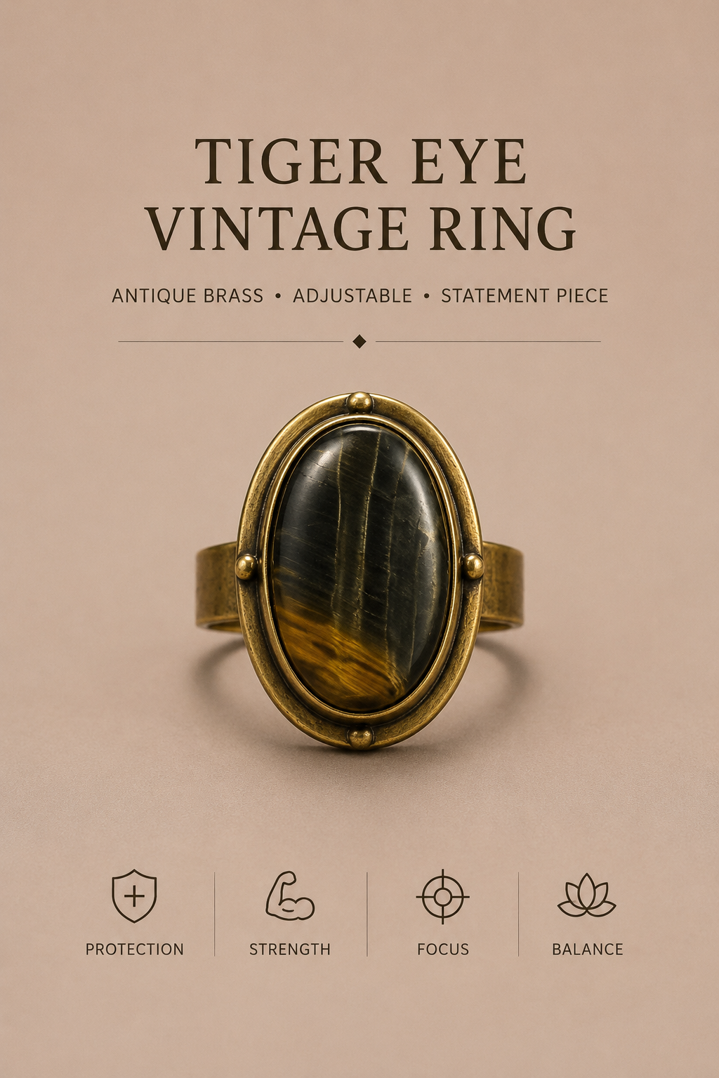 Tiger Eye Heritage Statement Ring