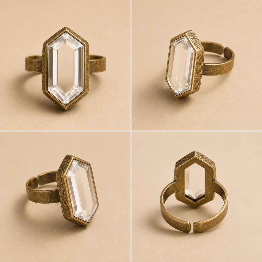 Clear Quartz Hexagon Ring