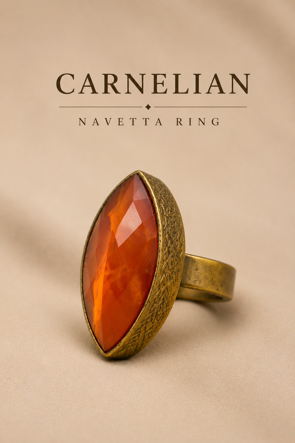 Carnelian Navetta Ring