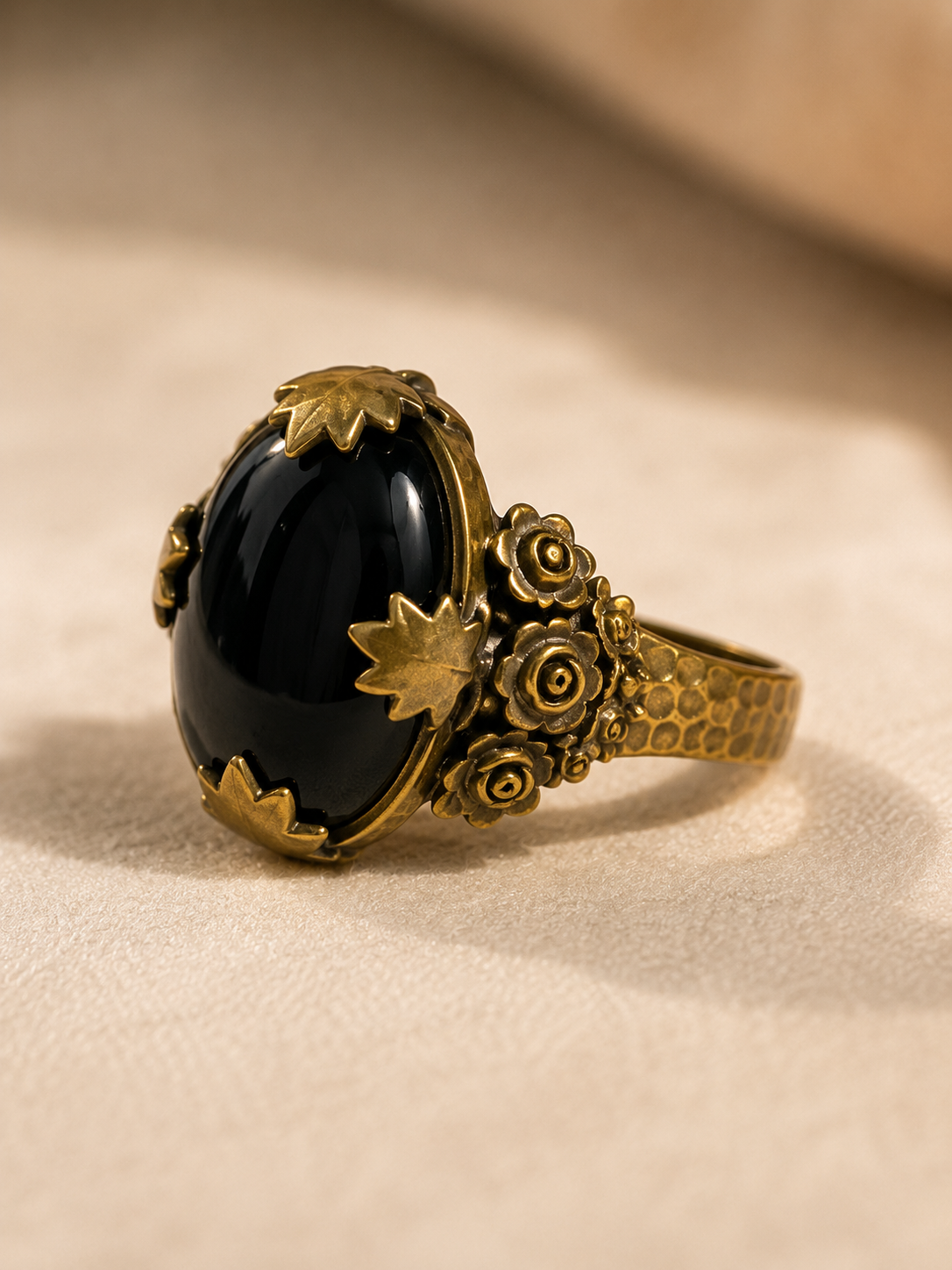 Midnight Bloom Onyx Ring