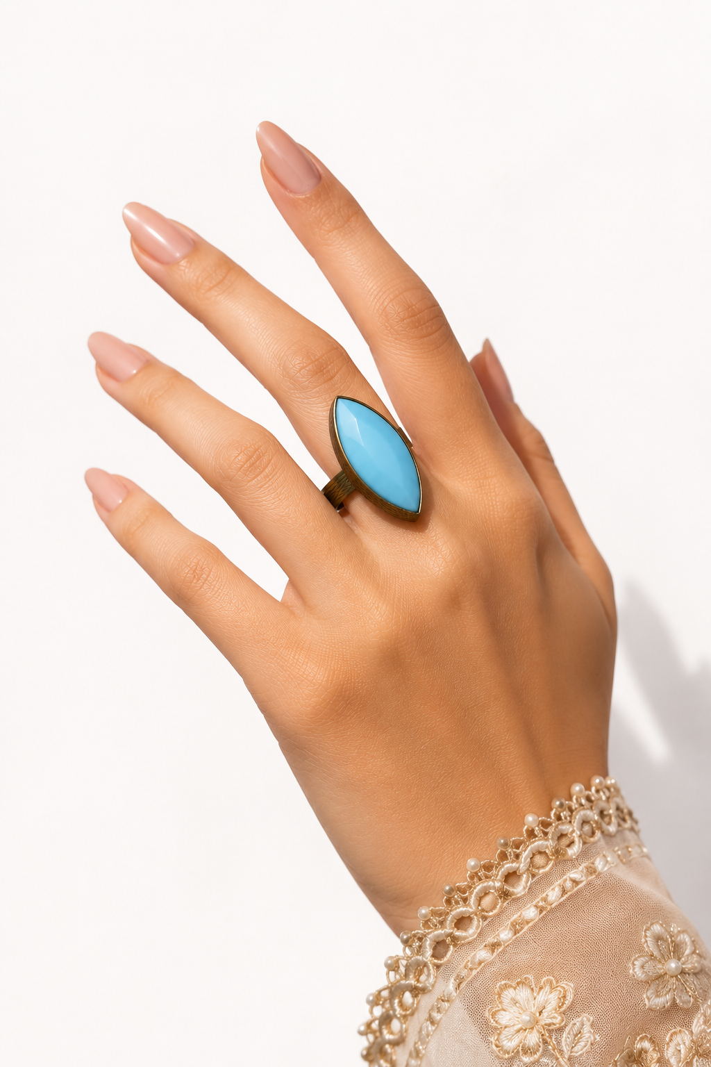 Vintage Blue Chalcedony Marquise Ring