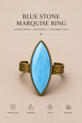 Vintage Blue Chalcedony Marquise Ring
