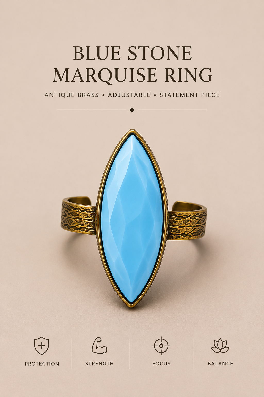 Vintage Blue Chalcedony Marquise Ring